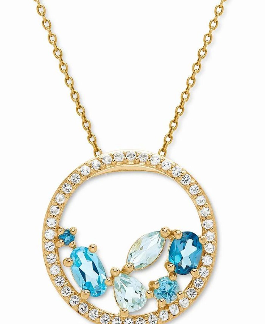 Online * Macy'S Ulticolor Topaz Scattered Cluster Halo 18 Pendant Necklace (1-1/8 Ct. T.W.) In 10K Gold Gold