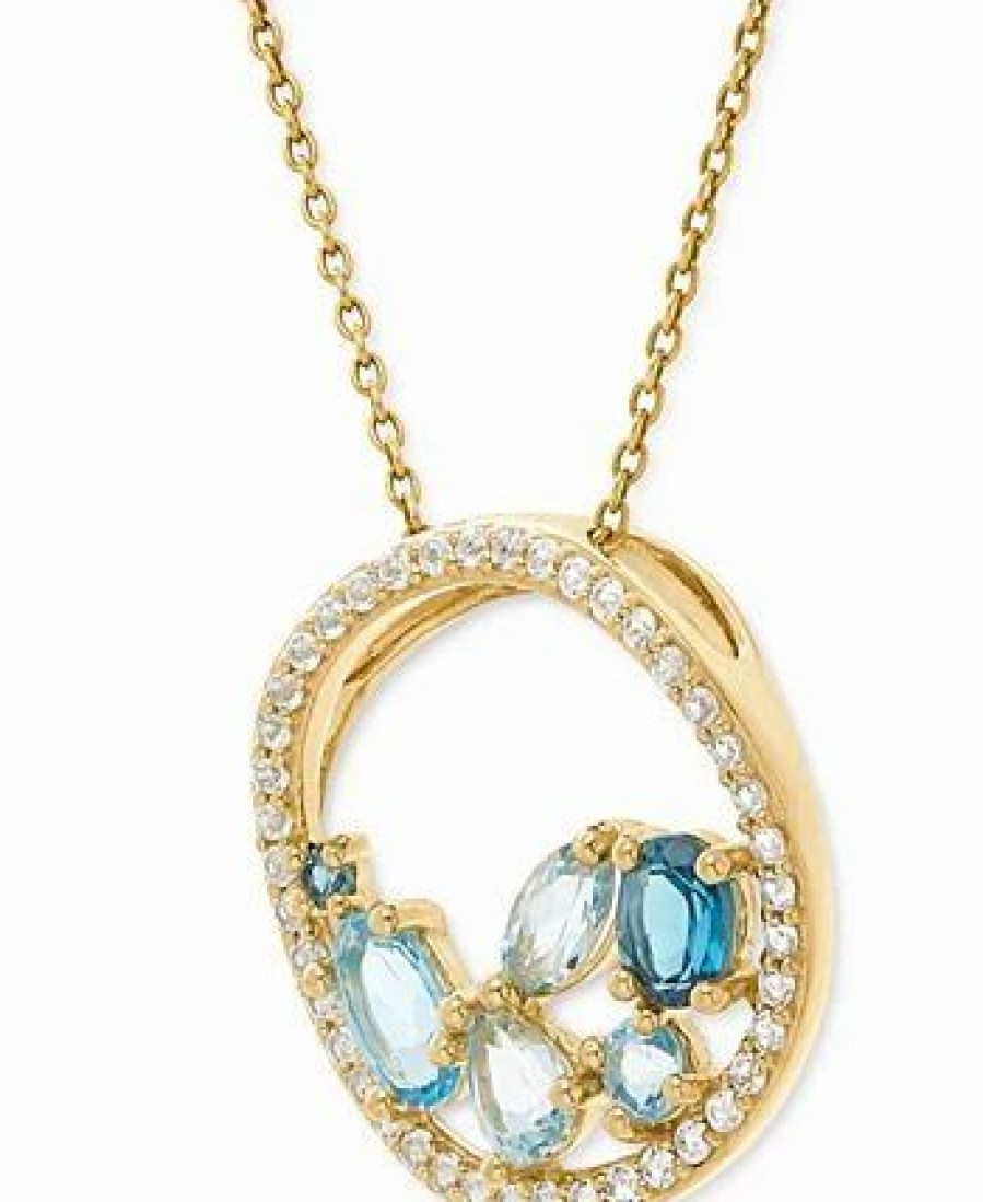 Online * Macy'S Ulticolor Topaz Scattered Cluster Halo 18 Pendant Necklace (1-1/8 Ct. T.W.) In 10K Gold Gold