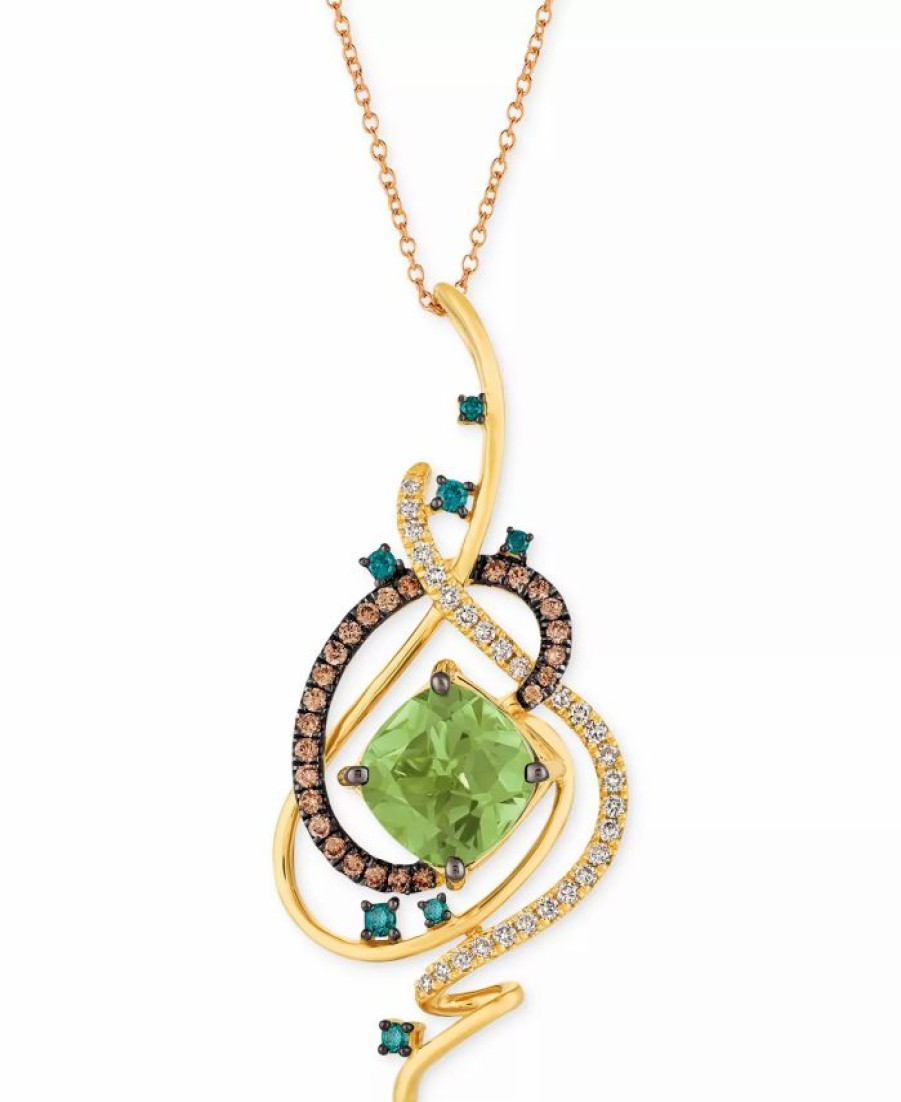 Best * Le Vian Exotics Crazy Collection Mint Julep Quartz (3-1/4 Ct. T.W.) & Diamond (3/4 Ct. T.W.) 18 Pendant Necklace In 14K Gold Yellow Gold