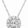 New * Macy'S Diamond Halo 18 Pendant Necklace (1/4 Ct. T.W.) In 14K White Gold White Gold