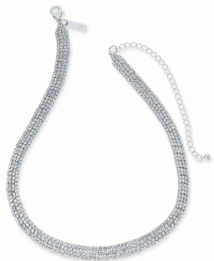 Online * Inc International Concepts Rhinestone Mesh Statement Necklace, 15 + 4 Extender, Created For Macy'S Silver