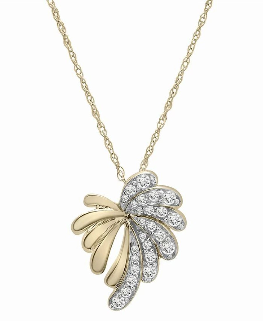 Wholesale * Wrapped Diamond Palm Tree Pendant Necklace (1/5 Ct. T.W.) In 10K Gold, 16 + 2 Extender, Created For Macy'S Yellow Gold