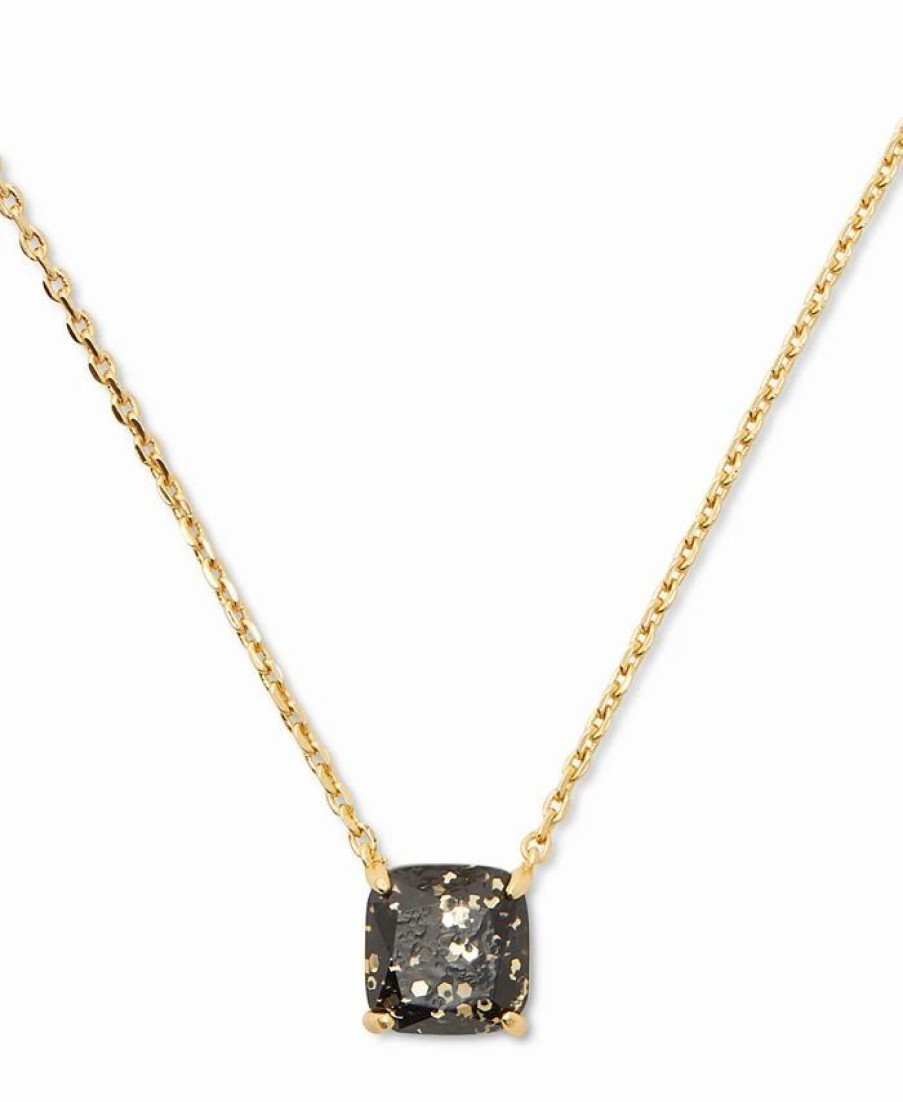 Best * Kate Spade New York Gold-Tone Square Glitter Stone Mini Pendant Necklace, 17 + 3 Extender