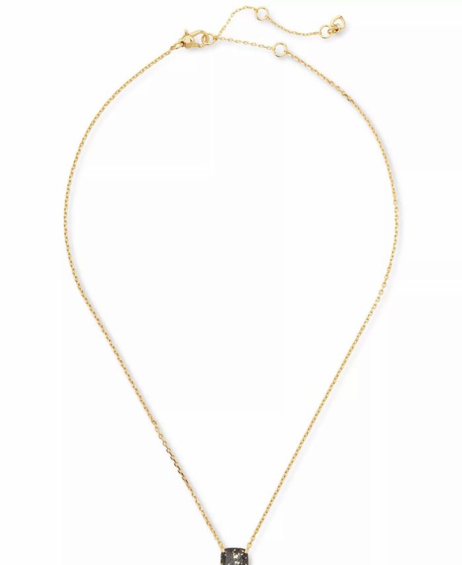 Best * Kate Spade New York Gold-Tone Square Glitter Stone Mini Pendant Necklace, 17 + 3 Extender