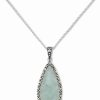 New * Macy'S Jade & Marcasite 18 Pendant Necklace In Sterling Silver Jade