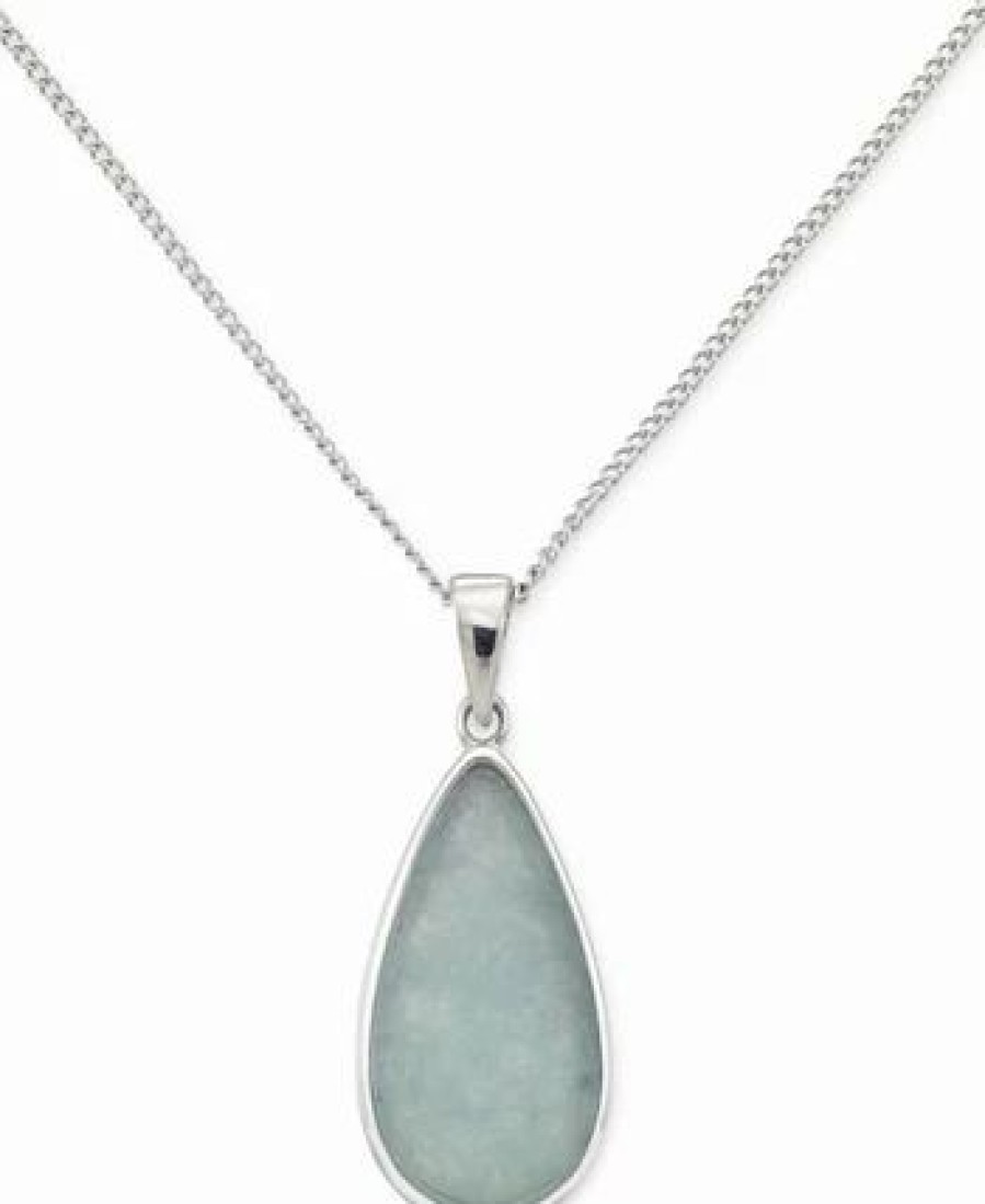 New * Macy'S Jade & Marcasite 18 Pendant Necklace In Sterling Silver Jade