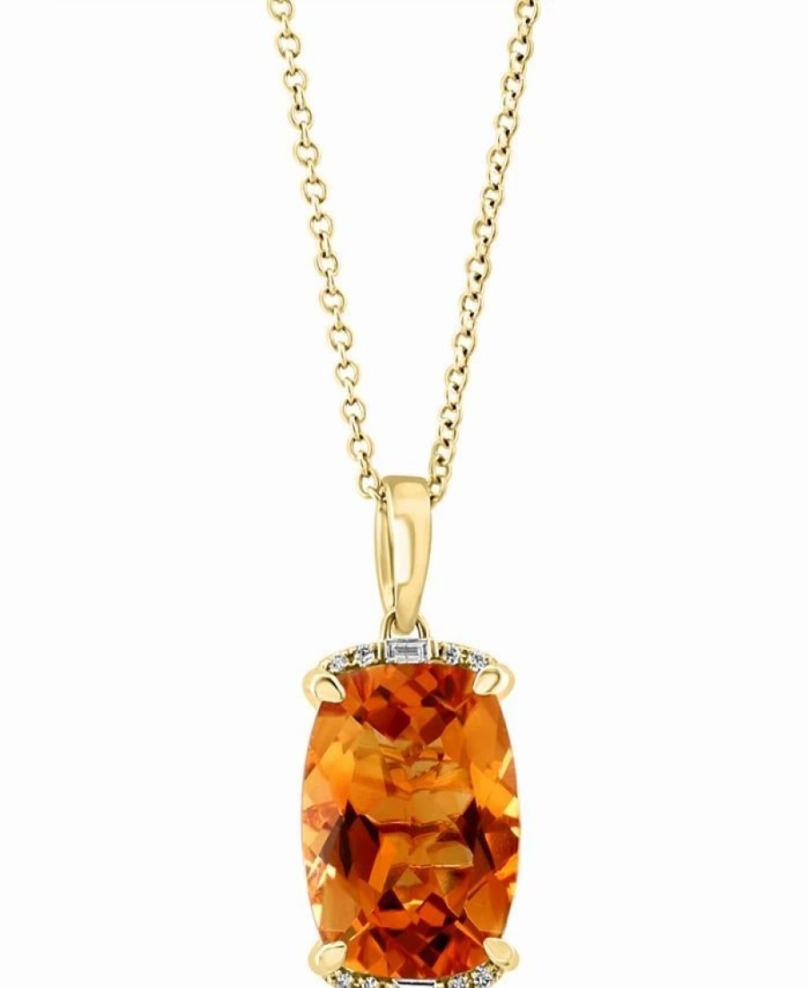 Best * Effy Collection Citrine (5-3/4 Ct. T.W.) & Diamond (1/20 Ct. T.W.) 18 Pendant Necklace In 14K Gold Citrine