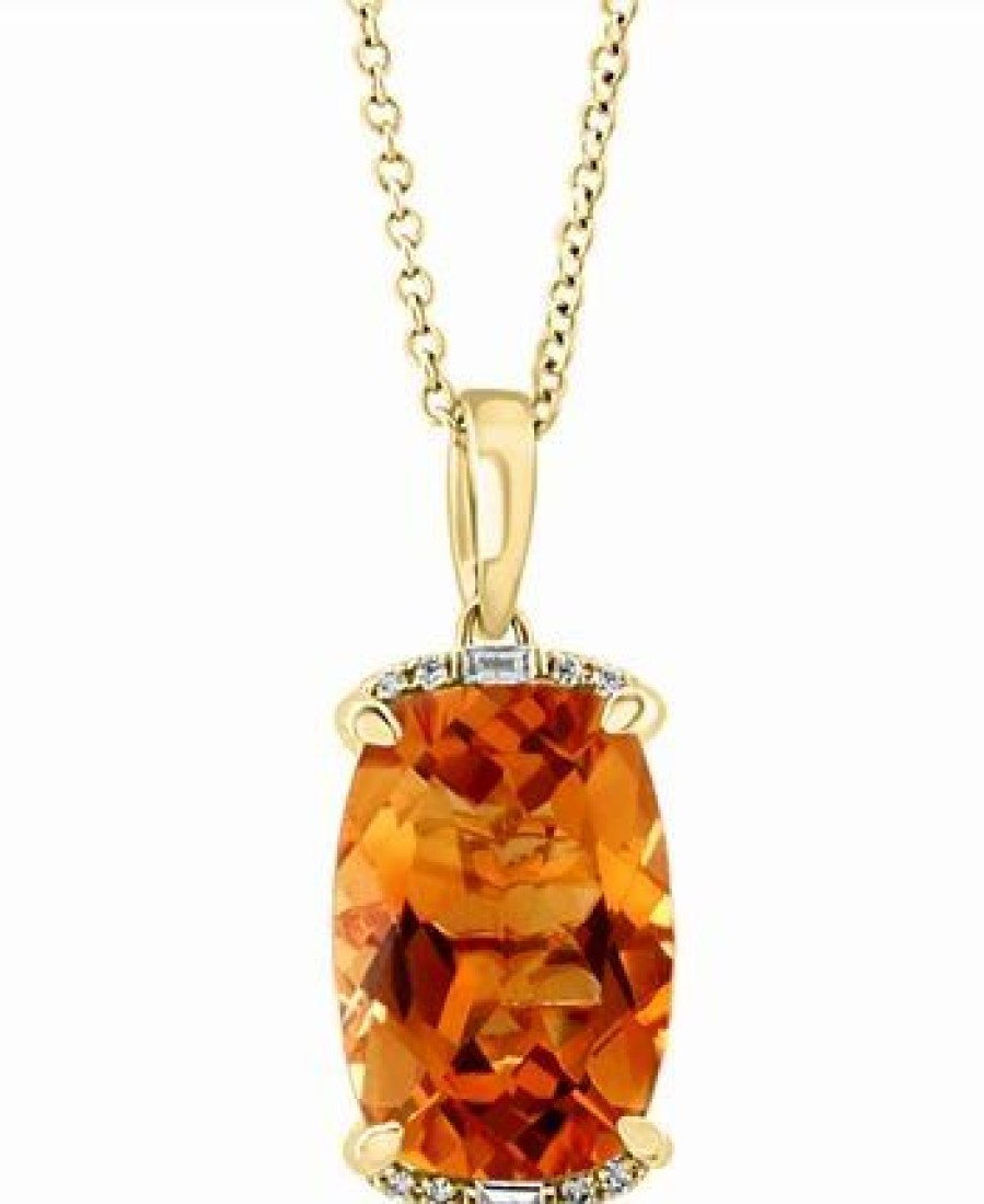 Best * Effy Collection Citrine (5-3/4 Ct. T.W.) & Diamond (1/20 Ct. T.W.) 18 Pendant Necklace In 14K Gold Citrine