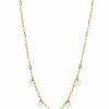 Clearance * Effy Collection Cultured Freshwater Pearl (7 8-1/2Mm) & Diamond (1/10 Ct. T.W.) Dangle 17-1/2 Statement Necklace In 14K Gold 14K Yellow Gold