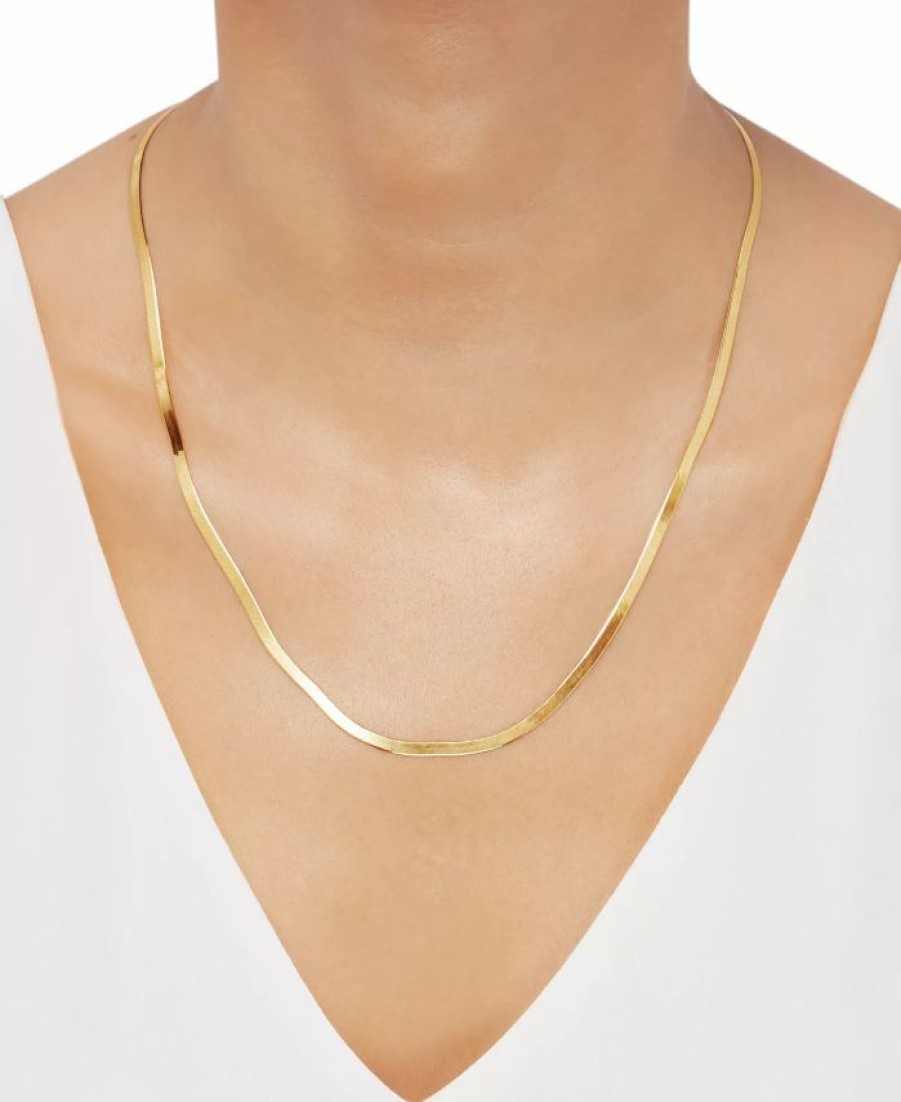 Hot * Italian Gold Herringbone Link 20 Chain Necklace In 10K Gold Gold