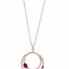 Clearance * Effy Collection Ruby (5/8 Ct. T.W.) & Diamond (1/4 Ct. T.W.) Double Circle 18 Pendant Necklace In 14K Rose Gold Ruby