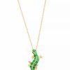 Hot * Effy Collection Diamond (1/10 Ct. T.W.) & Ruby Accent Enamel Lizard Pendant Necklace In 14K Gold, 16-3/4 + 1-1/4 Extender 14K Gold