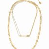 New * Steve Madden Fety Pin Layered Necklace Crystal