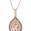 Wholesale * Le Vian Peach Morganite (7/8 Ct. T.W.) & Diamond (5/8 Ct. T.W.) Pear Double Halo 18 Pendant Necklace In 14K Rose Gold Peach Morganite