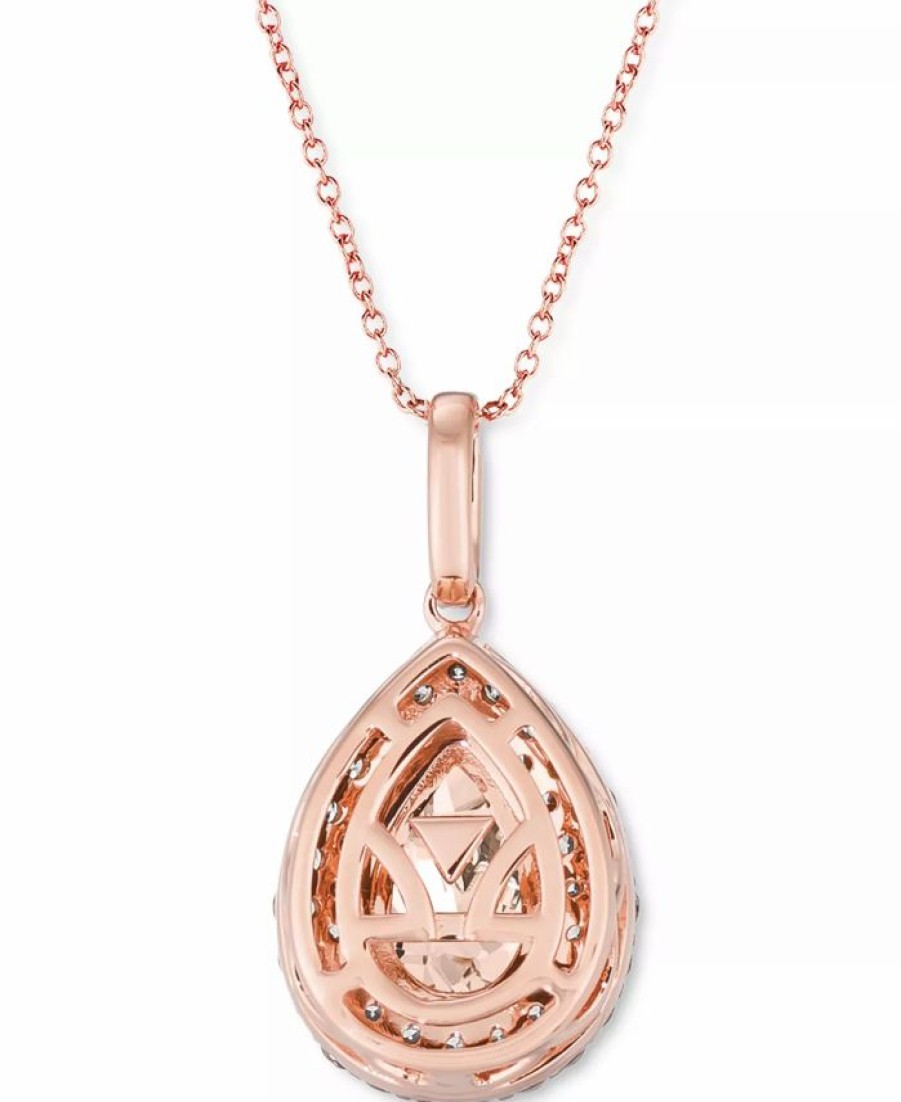 Wholesale * Le Vian Peach Morganite (7/8 Ct. T.W.) & Diamond (5/8 Ct. T.W.) Pear Double Halo 18 Pendant Necklace In 14K Rose Gold Peach Morganite