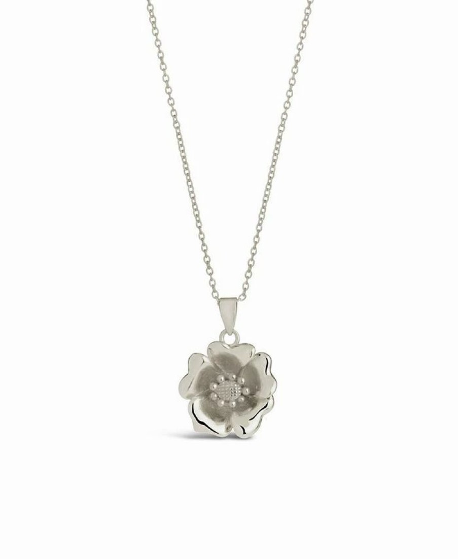 Clearance * Sterling Forever Women'S Poppy Flower Charm Pendant Necklace Silver-Tone