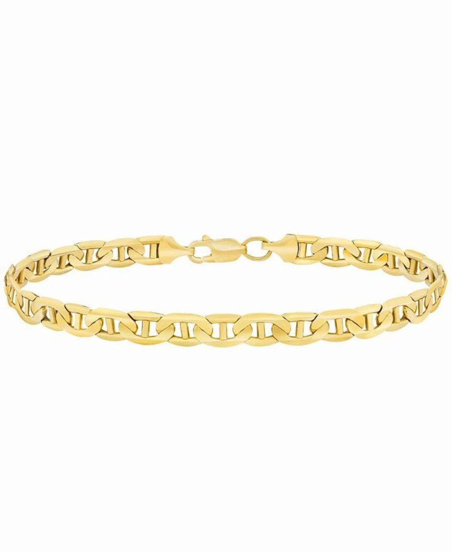 Wholesale * Italian Gold Men'S Solid Mariner Chain Bracelet (5-5/8Mm) In 10K Gold Gold