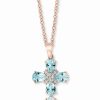 New * Effy Collection Aquamarine (2 Ct. T.W.) & Diamond (1/10 Ct. T.W.) 18 Pendant Necklace In 14K Rose Gold Aquamarine