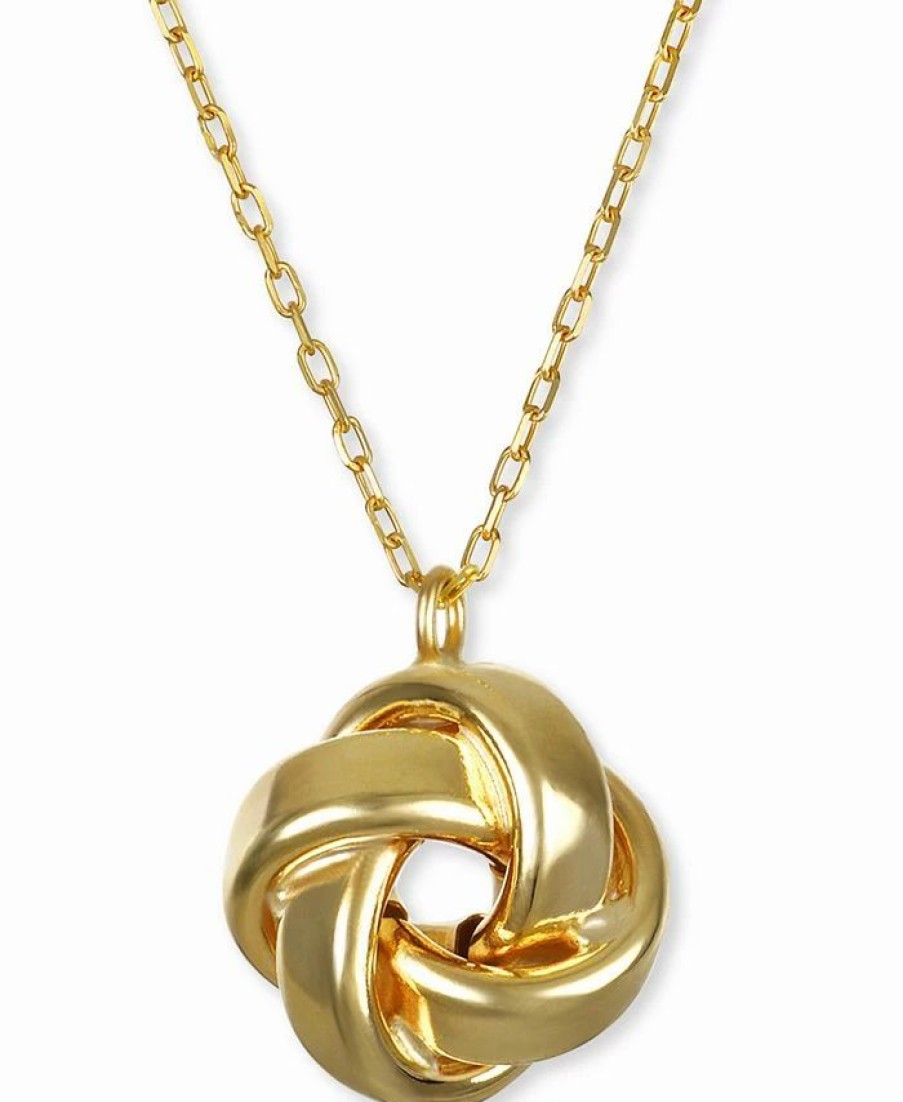 New * Italian Gold Love Knot 18 Pendant Necklace In 14K Gold Yellow Gold