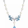 Online * 2028 Silver-Tone Aqua And Mother Of Pearl Necklace White