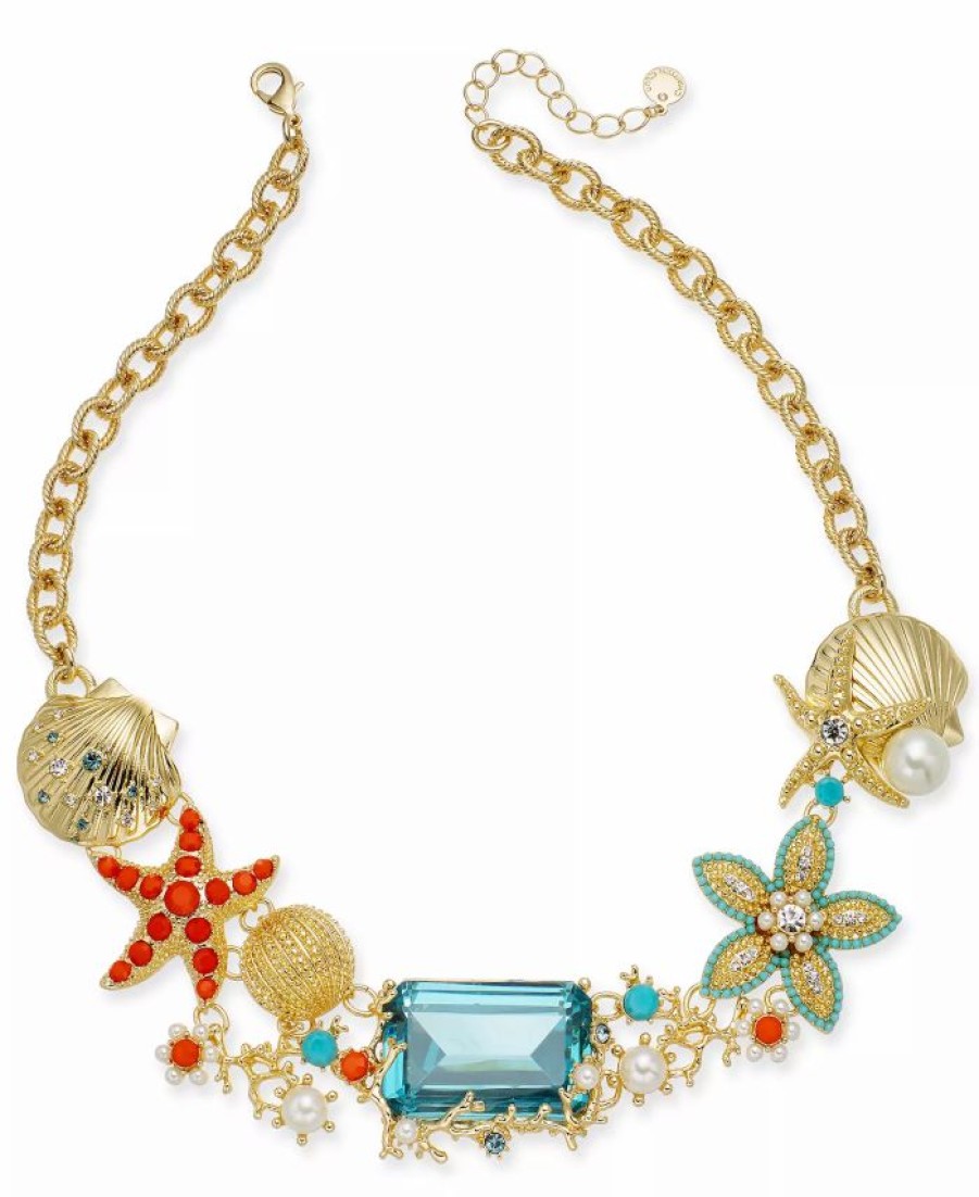 Clearance * Charter Club Ystal & Imitation Pearl Starfish Necklace, 18 + 2 Extender, Created For Macy'S Gold Multi