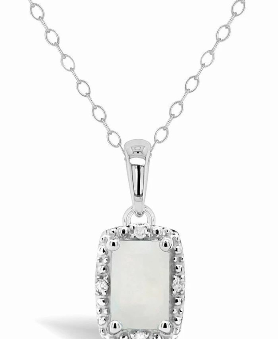 Best * Macy'S Opal (1/3 Ct. T.W..) And Diamond Accent Pendant Necklace In Sterling Silver (Also Available In Aquamarine)