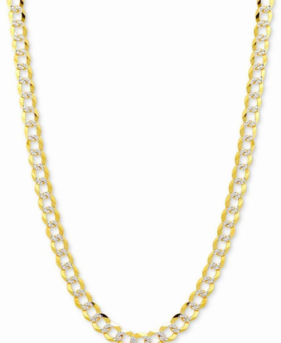 Hot * Italian Gold 20 Two-Tone Open Curb Link Chain Necklace In Solid 14K Gold & White Gold Two-Tone