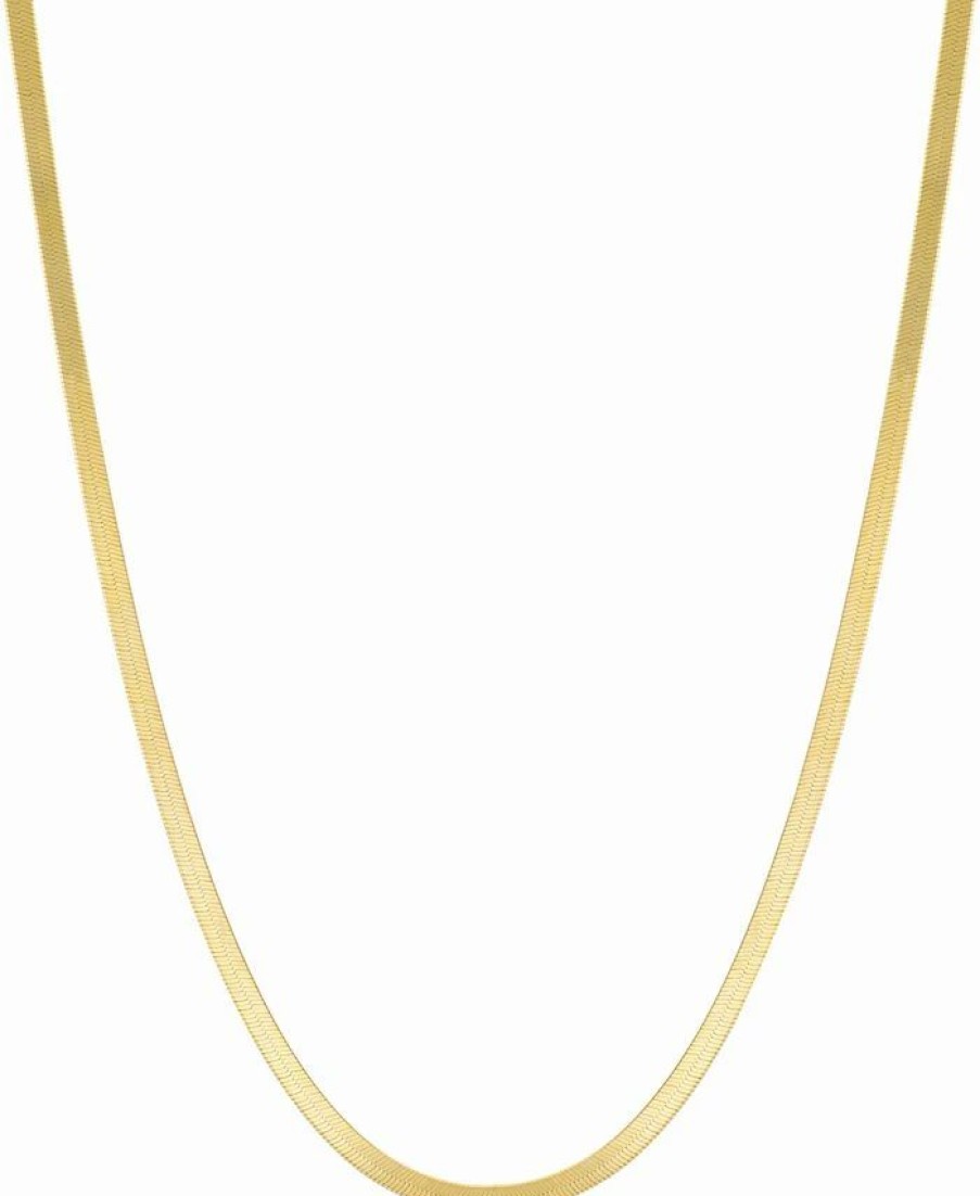 New * Sarah Chloe Herringbone Link 16 Chain Necklace In 14K Gold-Plated Sterling Silver Gold Over Silver