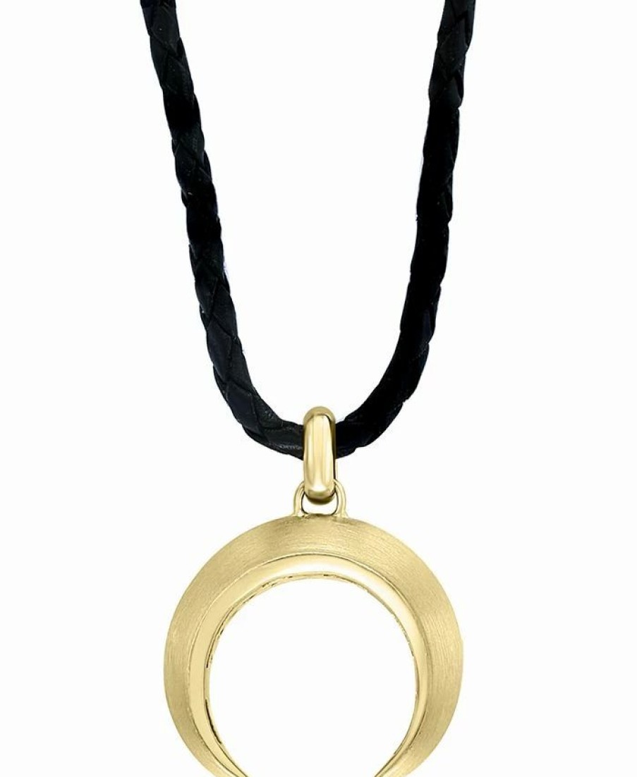 Online * Effy Collection Men'S Moon Symbol Leather Cord 20 Pendant Necklace In 18K Gold-Plated Sterling Silver Gold