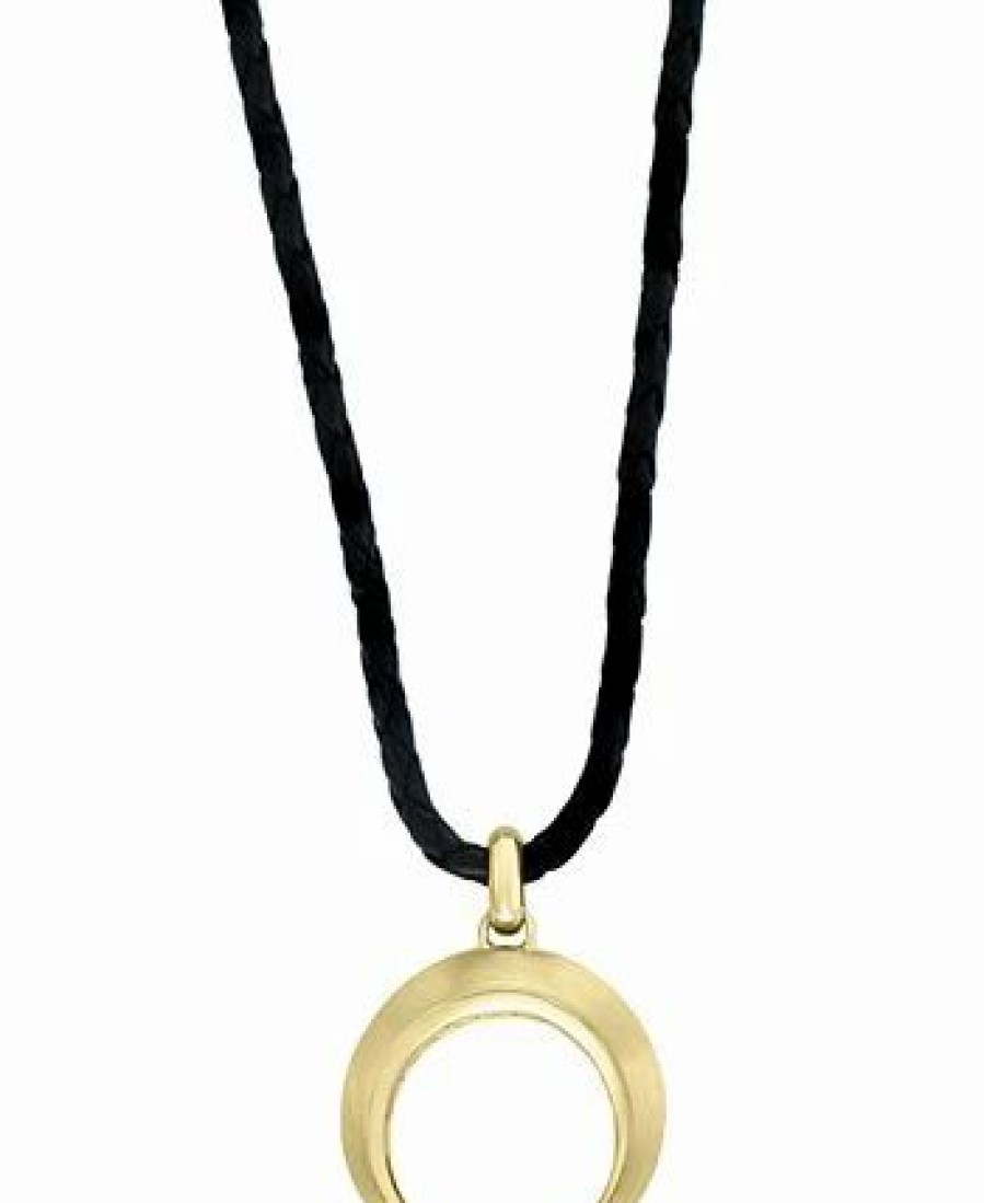 Online * Effy Collection Men'S Moon Symbol Leather Cord 20 Pendant Necklace In 18K Gold-Plated Sterling Silver Gold