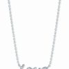 New * Macy'S Diamond Accent Love Pendant Necklace In Sterling Silver, 16 + 2 Extender Silver