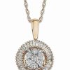 Hot * Macy'S Diamond Halo Cluster Adjustable Pendant Necklace (1/3 Ct. T.W.) In 14K Yellow & White Gold White/Yellow Gold