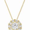 New * Macy'S Diamond Halo 18 Pendant Necklace (1 Ct. T.W.) In 14K Gold Yellow Gold