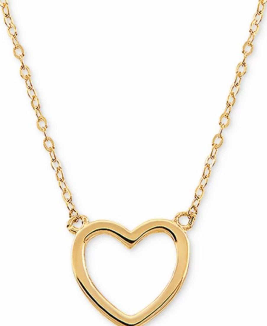 Wholesale * Macy'S Open Heart 17 Pendant Necklace In 10K Gold Yellow Gold