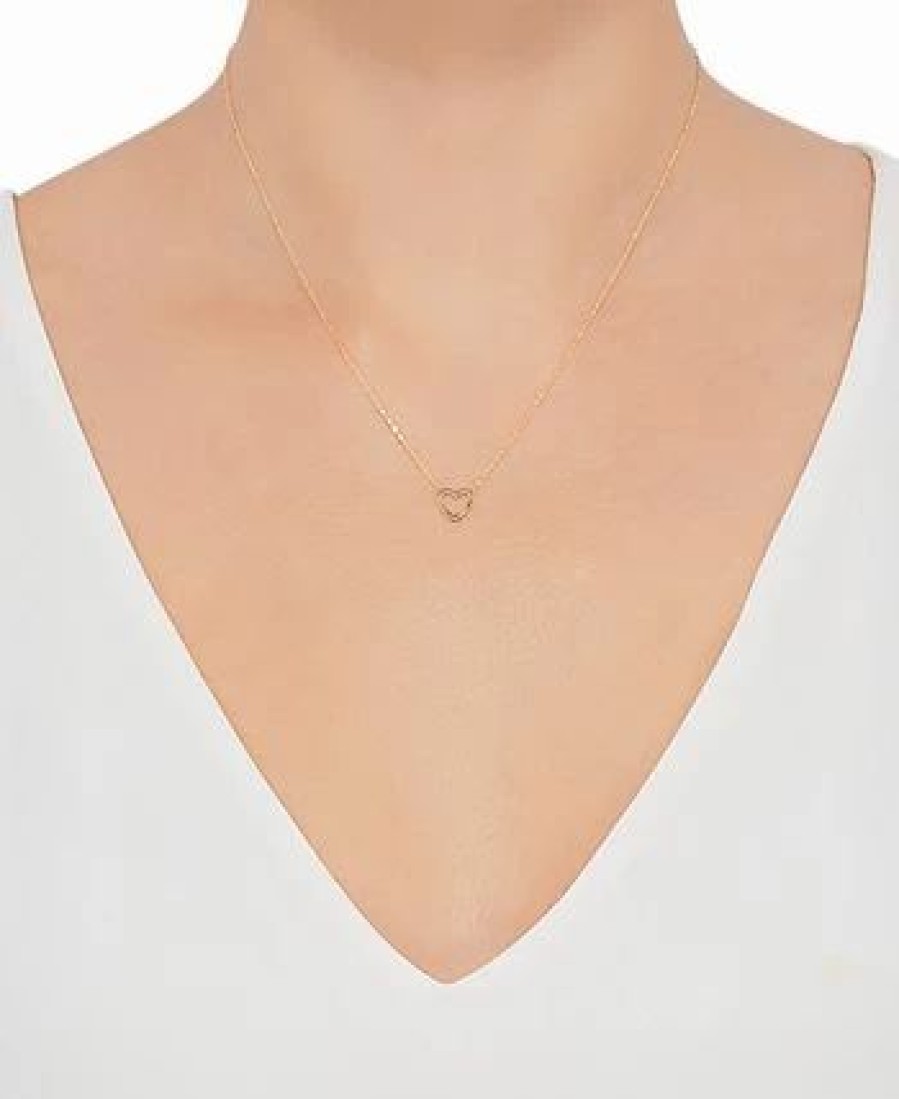 Wholesale * Macy'S Open Heart 17 Pendant Necklace In 10K Gold Yellow Gold