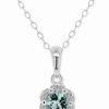 New * Macy'S Aquamarine Solitaire 18 Scalloped-Edge Pendant Necklace (3/8 Ct. T.W.) In Sterling Silver (Also In Opal)