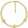 Hot * Michael Kors Cubic Zirconia Pave Station Lock Chain Necklace Gold