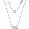 Clearance * Michael Kors Sterling Silver Double Layered Pave Disk Necklace