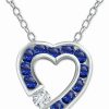 Best * Giani Bernini Lue & White Cubic Zirconia Open Heart 18 Pendant Necklace In Sterling Silver, Created For Macy'S Blue