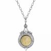 New * 2028 Silver-Tone Semi Precious Round Stone Necklace Brown