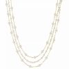 Online * 2028 Women'S Gold Tone Three Strand Imitation Pearl Chain Necklace White