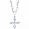 Wholesale * Macy'S Blue Topaz (5/8 Ct. T.W.) & Lab Created White Sapphire (1/5 Ct. T.W.) Cross 18 Pendant Necklace In Sterling Silver Blue Topaz