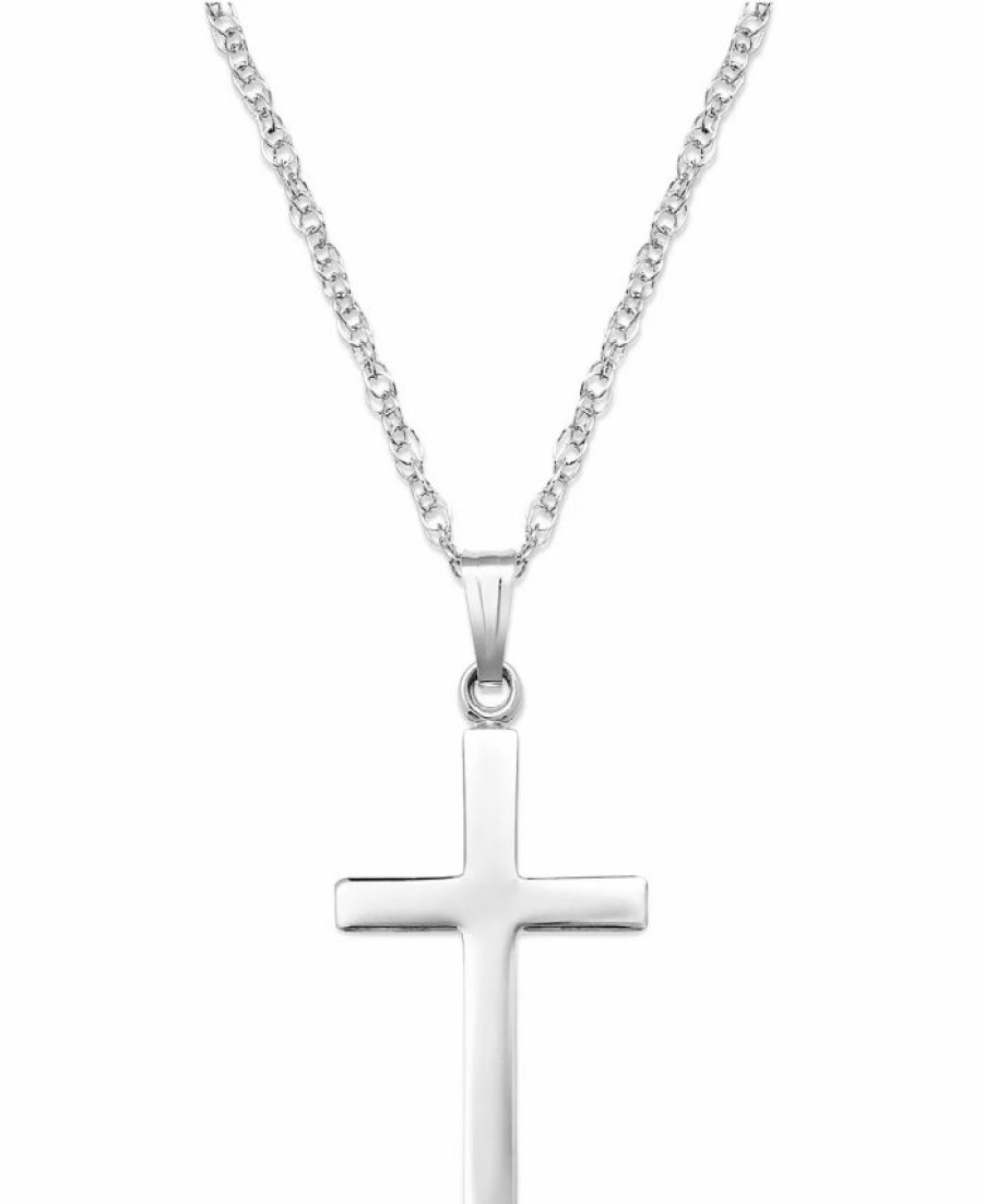 Hot * Macy'S Sterling Silver Necklace, Polished Cross Pendant No Color