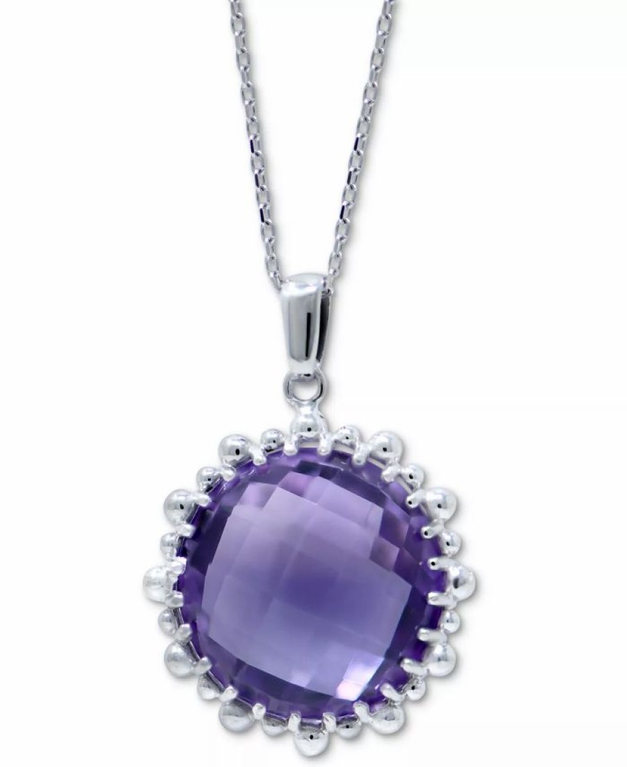 New * Anzie Methyst Solitaire Pendant Necklace (2-7/8 Ct. T.W.) In Sterling Silver, 16 + 1 Extender Purple