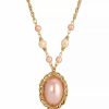 Online * 2028 Pink Imitation Pearl Pendant Necklace Pink