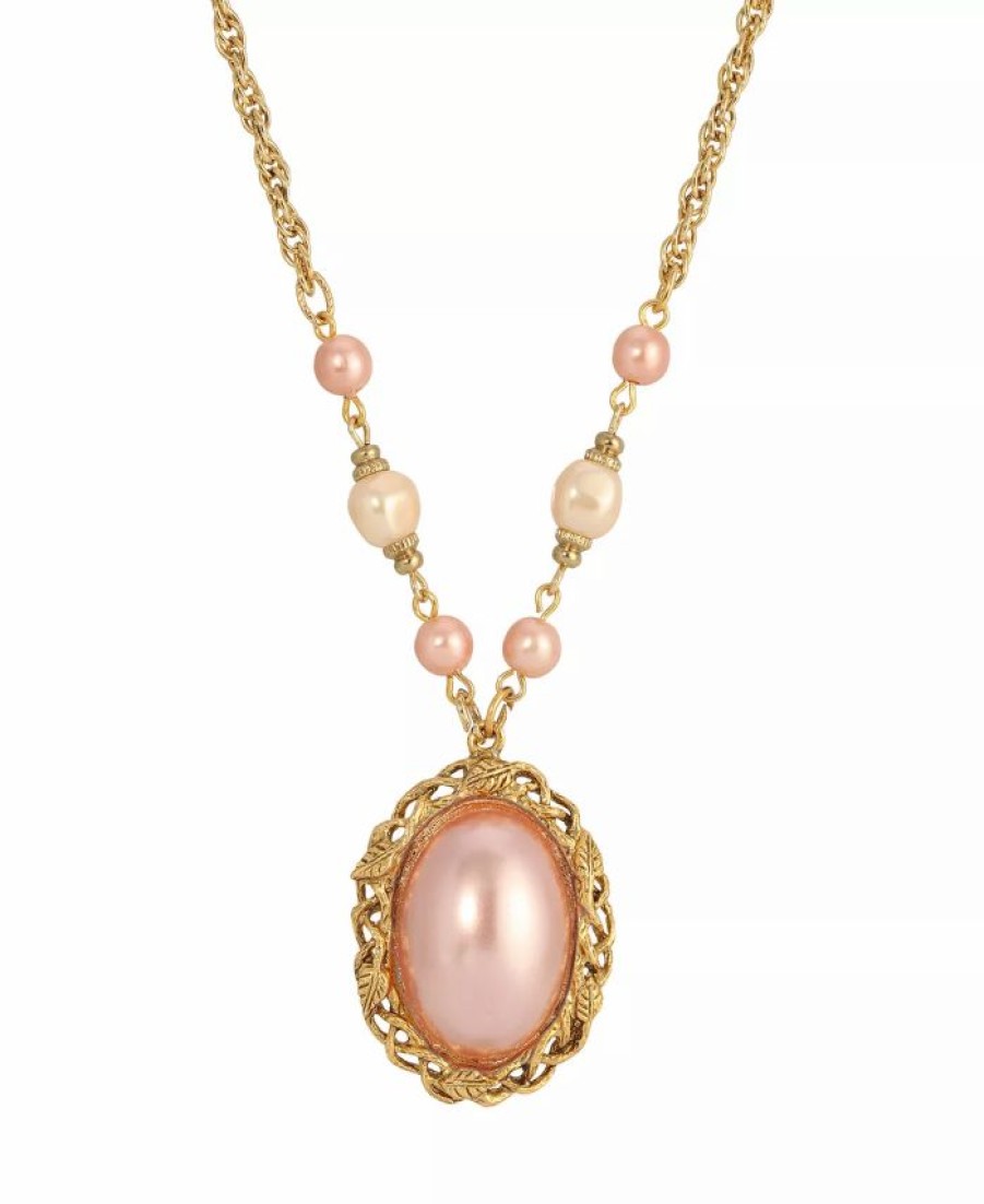 Online * 2028 Pink Imitation Pearl Pendant Necklace Pink