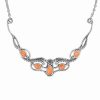 Wholesale * American West Sterling Silver Gemstone Leaf Flower Necklace Orange Spiny Oyster