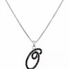 Hot * Macy'S Sterling Silver Necklace, Black Diamond O Initial Pendant (1/4 Ct. T.W.) No Color