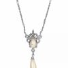 Hot * 2028 Silver-Tone Imitation Pearl Marcasite Necklace White