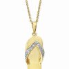 Clearance * Macy'S Diamond Flip-Flop Pendant Necklace In 18K Gold Over Sterling Silver (1/10 Ct. T.W.) No Color